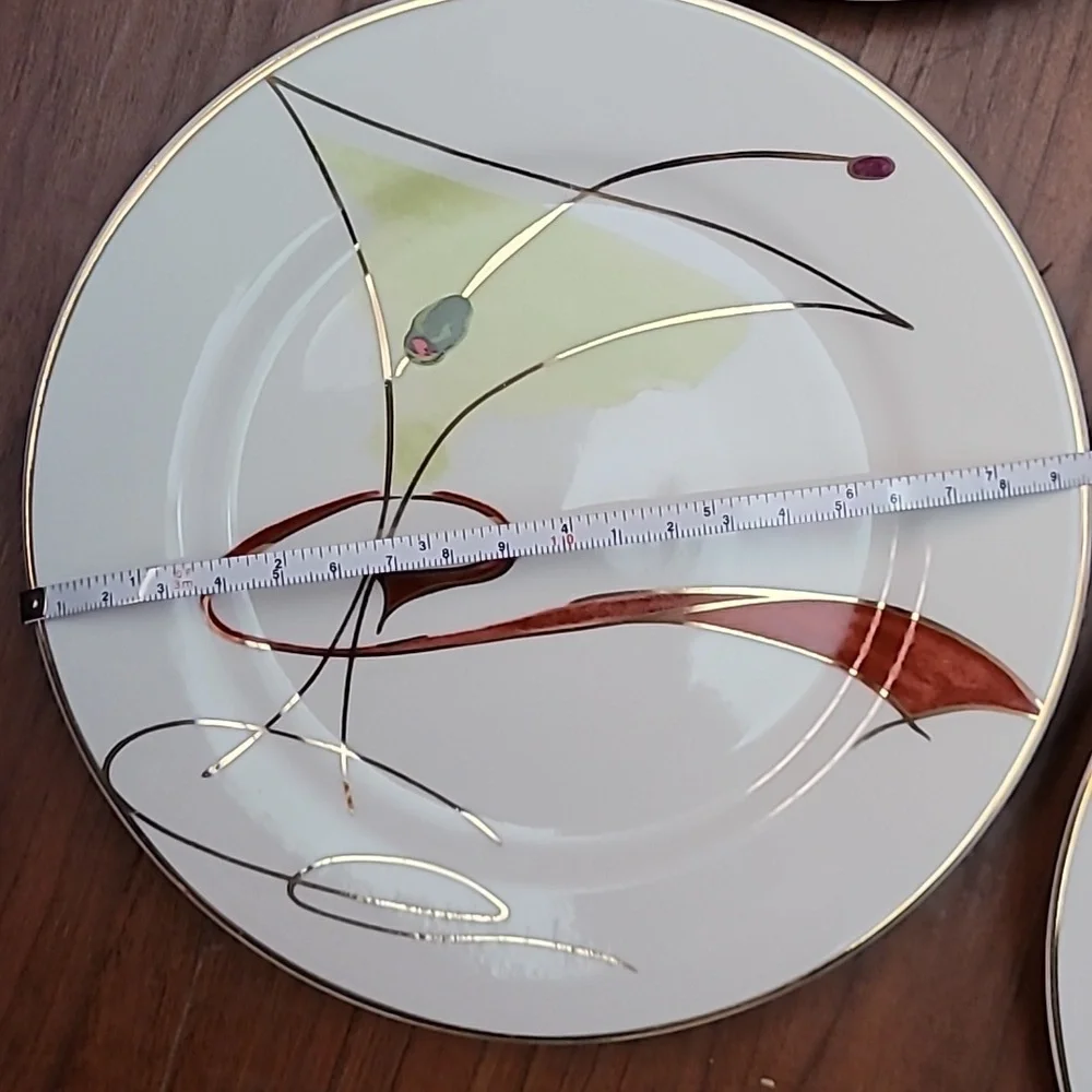 Pier 1 Vintage Modern Canape Appetizer Plates Hand Painted Set 6